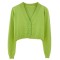 Long Sleeve Sweater Cardigan Sexy V-Neck Button Down Cropped Jacket