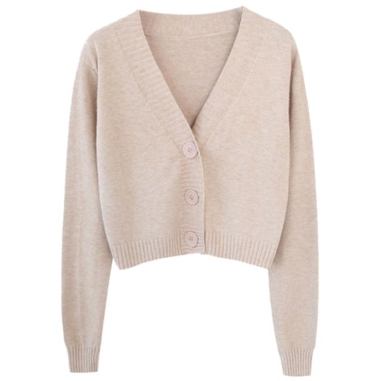 Long Sleeve Sweater Cardigan Sexy V-Neck Button Down Cropped Jacket Long Sleeve Sweater Cardigan Sexy V-Neck Button Down Cropped Jacket