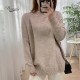Women Mock Neck Pullovers Sweater High Quality Oversized Jumper Split Women Mock Neck Pullovers Sweater High Quality Oversized Jumper Split