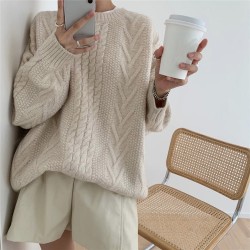 Sweaters Pullovers Minimalist Knitting Elegant Casual Loose Ladies Vintage Tops