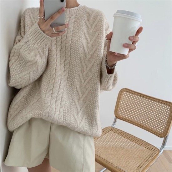 Sweaters Pullovers Minimalist Knitting Elegant Casual Loose Ladies Vintage Tops Sweaters Pullovers Minimalist Knitting Elegant Casual Loose Ladies Vintage Tops