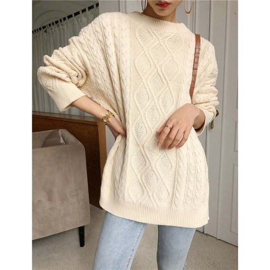 Pullovers Sweater Oversize Knitted Lantern Sleeve Solid Minimalist Knitwear Pullovers Sweater Oversize Knitted Lantern Sleeve Solid Minimalist Knitwear