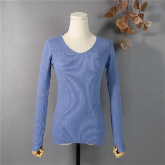 Pullover V-Neck Minimalist Bottoming Pink Tops Multi Colors Pullover V-Neck Minimalist Bottoming Pink Tops Multi Colors