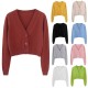 Long Sleeve Sweater Cardigan Sexy V-Neck Button Down Cropped Jacket Long Sleeve Sweater Cardigan Sexy V-Neck Button Down Cropped Jacket
