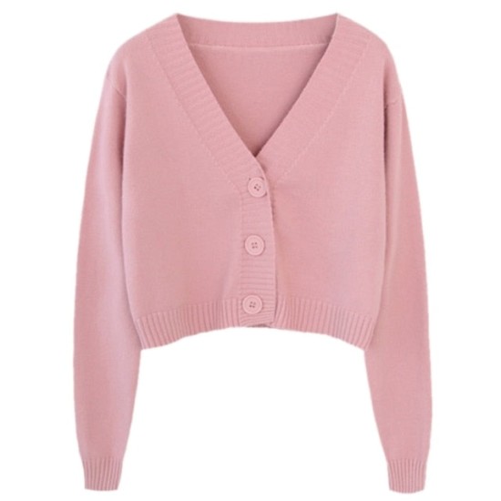 Long Sleeve Sweater Cardigan Sexy V-Neck Button Down Cropped Jacket Long Sleeve Sweater Cardigan Sexy V-Neck Button Down Cropped Jacket