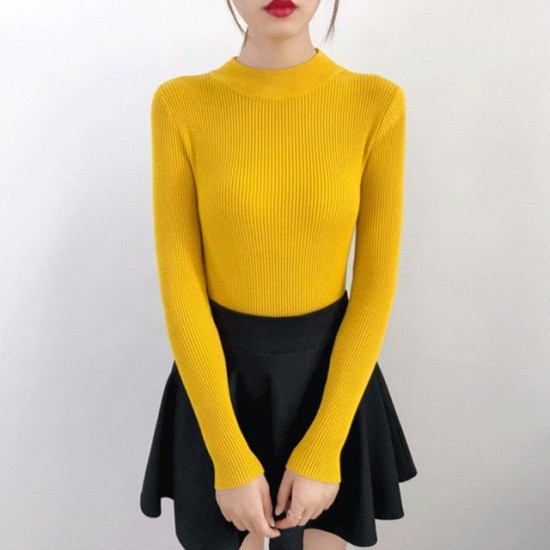 Women Pullovers Sweater Knitted Elasticity Casual Women Pullovers Sweater Knitted Elasticity Casual