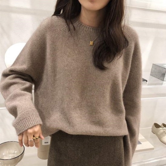 Women's Sweaters Pullovers Minimalist Oversize Pink Solid Lady Jumpers Women's Sweaters Pullovers Minimalist Oversize Pink Solid Lady Jumpers