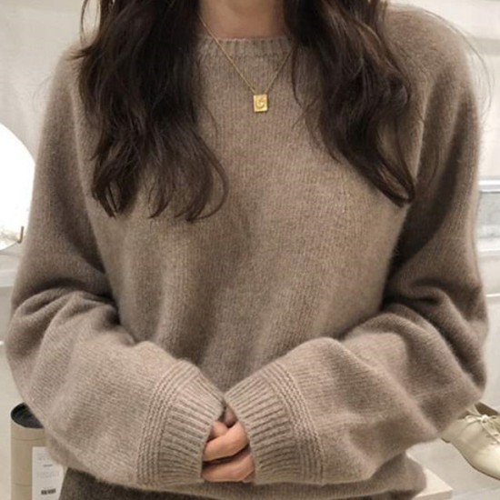 Women's Sweaters Pullovers Minimalist Oversize Pink Solid Lady Jumpers Women's Sweaters Pullovers Minimalist Oversize Pink Solid Lady Jumpers