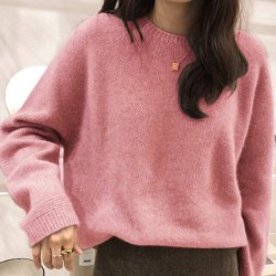Women's Sweaters Pullovers Minimalist Oversize Pink Solid Lady Jumpers