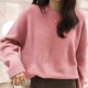 Women's Sweaters Pullovers Minimalist Oversize Pink Solid Lady Jumpers Women's Sweaters Pullovers Minimalist Oversize Pink Solid Lady Jumpers