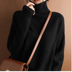sweater women turtleneck sweater pure color knitted turtleneck pullover