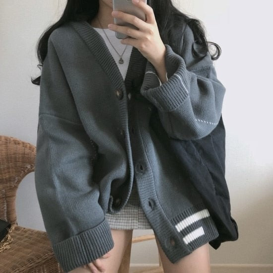 Knitted Cardigans Sweater Winter Solid Basic Elegant Tops Oversized Knitted Cardigans Sweater Winter Solid Basic Elegant Tops Oversized
