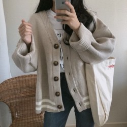 Knitted Cardigans Sweater Winter Solid Basic Elegant Tops Oversized