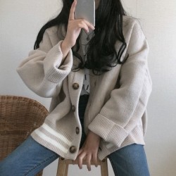 Knitted Cardigans Sweater Winter Solid Basic Elegant Tops Oversized