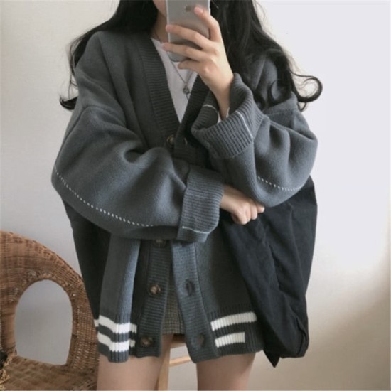 Knitted Cardigans Sweater Winter Solid Basic Elegant Tops Oversized Knitted Cardigans Sweater Winter Solid Basic Elegant Tops Oversized