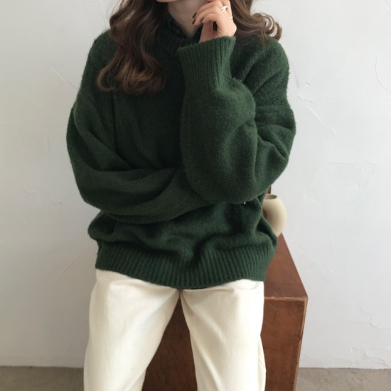 Dark Green Round Neck Pullover Sweater Long Sleeve Pullovers Jumper Dark Green Round Neck Pullover Sweater Long Sleeve Pullovers Jumper