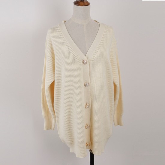 V-neck Lantern Sleeve Cardigan Women Knitted Basic Oversize Sweater V-neck Lantern Sleeve Cardigan Women Knitted Basic Oversize Sweater