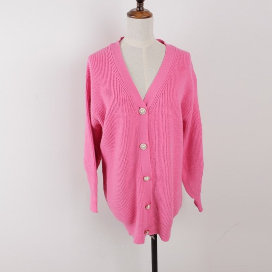 V-neck Lantern Sleeve Cardigan Women Knitted Basic Oversize Sweater V-neck Lantern Sleeve Cardigan Women Knitted Basic Oversize Sweater