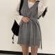 Dresses V-Neck Split Knitted Lace Up Sleeveless Style Elegant Lady Dress Dresses V-Neck Split Knitted Lace Up Sleeveless Style Elegant Lady Dress