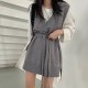 Dresses V-Neck Split Knitted Lace Up Sleeveless Style Elegant Lady Dress Dresses V-Neck Split Knitted Lace Up Sleeveless Style Elegant Lady Dress