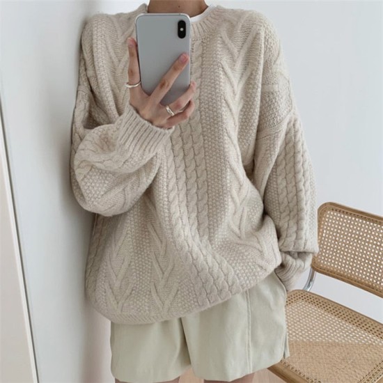 Sweaters Pullovers Minimalist Knitting Elegant Casual Loose Ladies Vintage Tops Sweaters Pullovers Minimalist Knitting Elegant Casual Loose Ladies Vintage Tops