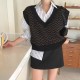 Sweaters Pullover Sleeveless Vest Waistcoat Oversized Checkered Knitwear Sweaters Pullover Sleeveless Vest Waistcoat Oversized Checkered Knitwear