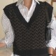 Sweaters Pullover Sleeveless Vest Waistcoat Oversized Checkered Knitwear Sweaters Pullover Sleeveless Vest Waistcoat Oversized Checkered Knitwear