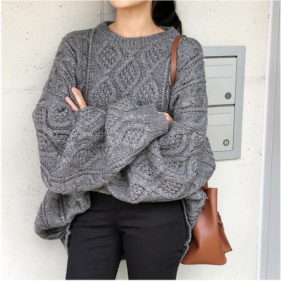 Pullovers Sweater Oversize Knitted Lantern Sleeve Solid Minimalist Knitwear Pullovers Sweater Oversize Knitted Lantern Sleeve Solid Minimalist Knitwear