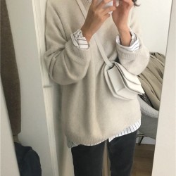 Women's Sweaters Pullovers Minimalist Oversize Pink Solid Lady Jumpers