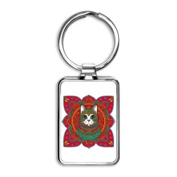 Beautiful Bohemian Cat   Rectangle Keychain