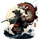 Japanese warrior catches a large fish Heart Keychain Japanese warrior catches a large fish Heart Keychain