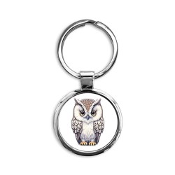 Cartoon Owl Portrait Circle Keychain