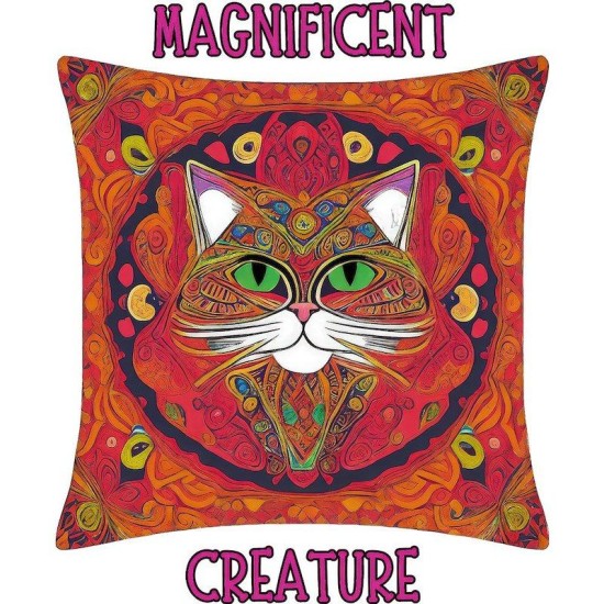 Beautiful， Colorful， Bohemian Cat   Rectangle Keychain