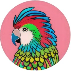 Beautiful Bright Parrot   Circle Keychain
