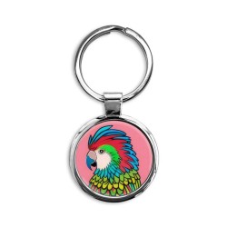 Beautiful Bright Parrot   Circle Keychain