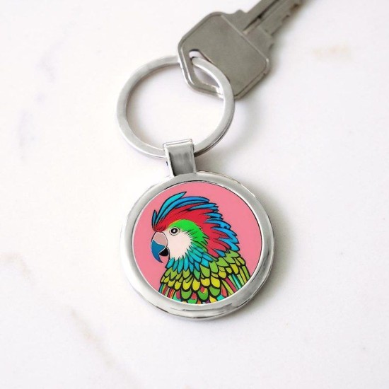 Beautiful Bright Parrot Circle Keychain Beautiful Bright Parrot Circle Keychain