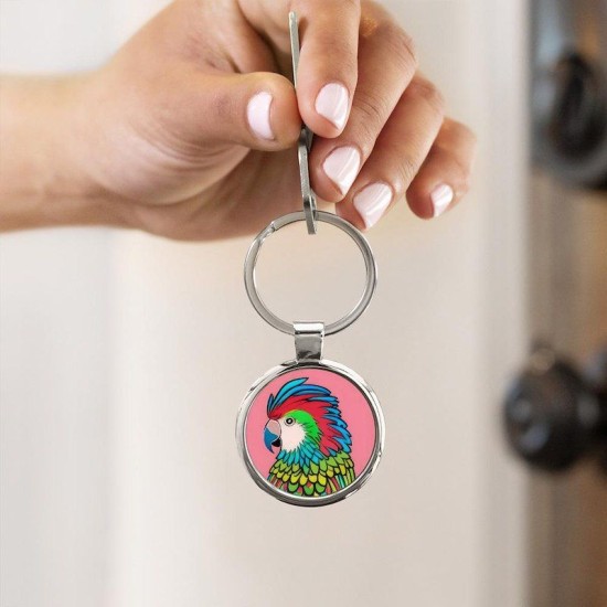 Beautiful Bright Parrot Circle Keychain Beautiful Bright Parrot Circle Keychain