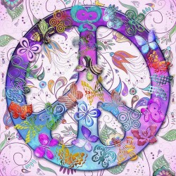Harvest Moons Butterfly Peace Sign Circle Keychain