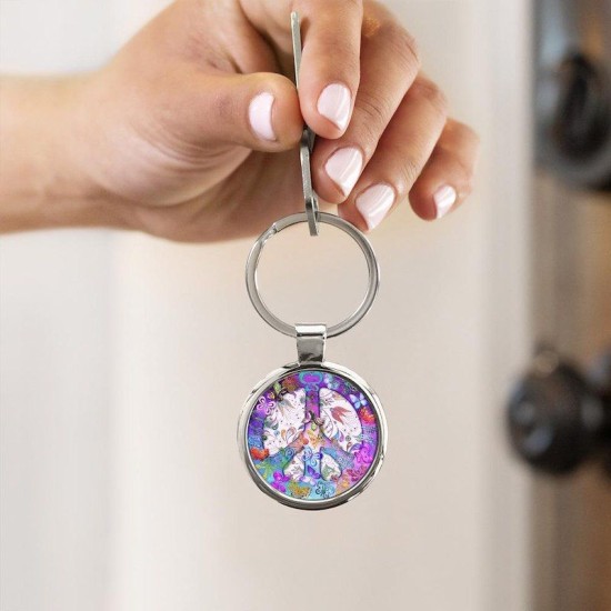 Harvest Moons Butterfly Peace Sign Circle Keychain Harvest Moons Butterfly Peace Sign Circle Keychain