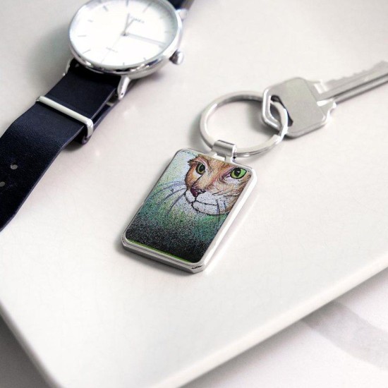 Cat! Animal, pet art! Rectangle Keychain Cat! Animal, pet art! Rectangle Keychain
