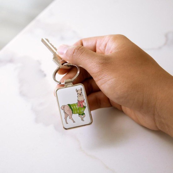 Christmas Llama Rectangle Keychain Christmas Llama Rectangle Keychain