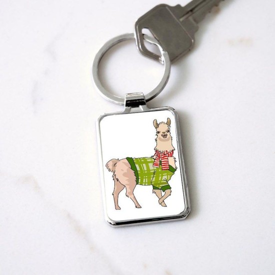 Christmas Llama Rectangle Keychain Christmas Llama Rectangle Keychain