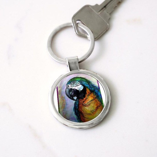 Blue/gold macaw! Bird art! Circle Keychain Blue/gold macaw! Bird art! Circle Keychain