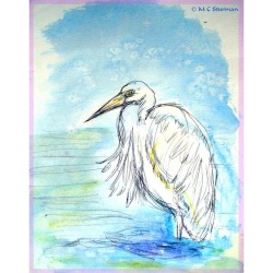 Egret! Wildlife art! Circle Keychain