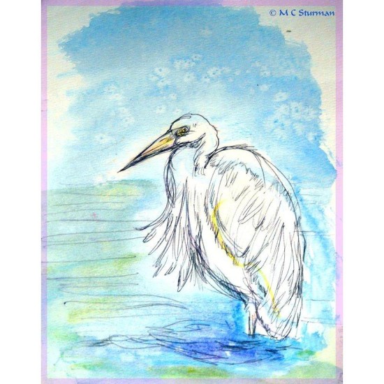 Egret! Wildlife art! Circle Keychain Egret! Wildlife art! Circle Keychain