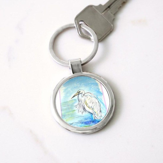 Egret! Wildlife art! Circle Keychain Egret! Wildlife art! Circle Keychain