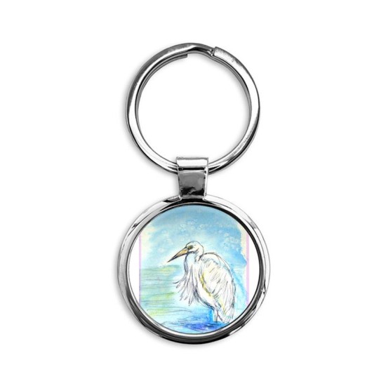 Egret! Wildlife art! Circle Keychain Egret! Wildlife art! Circle Keychain