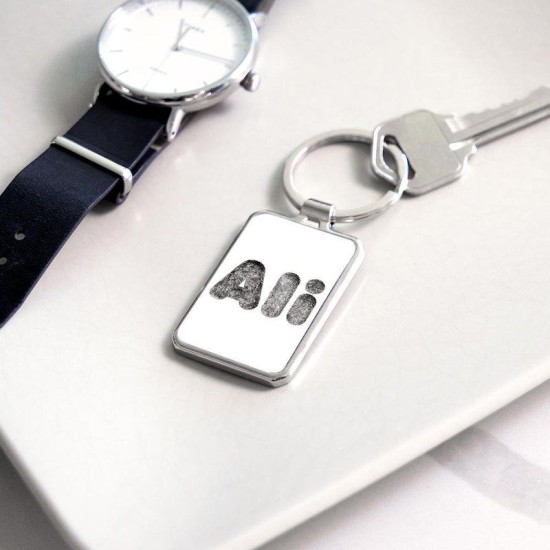 Ali Wolf Rectangle Keychain
