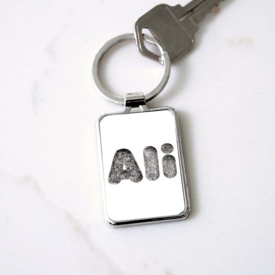 Ali Wolf Rectangle Keychain