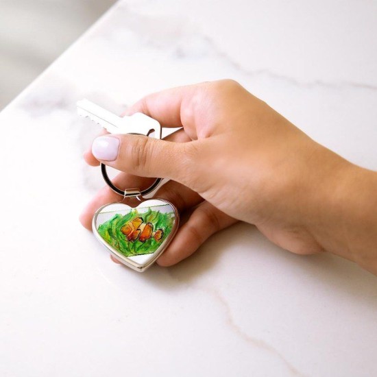 Tropical fish! Colorful art! Heart Keychain Tropical fish! Colorful art! Heart Keychain